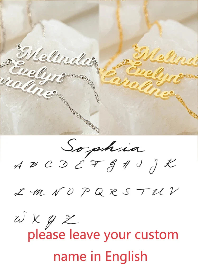 Custom Different Font Name Pendant Necklace for Woman Girls Stainless Steel Nameplate Personalized Choker Necklaces Jewelry Gift