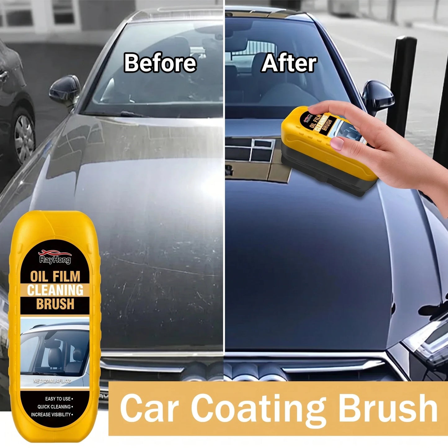 Crystal Clear Vision: Windshield Brush & Oil Film Remover for Front & Interior Windows