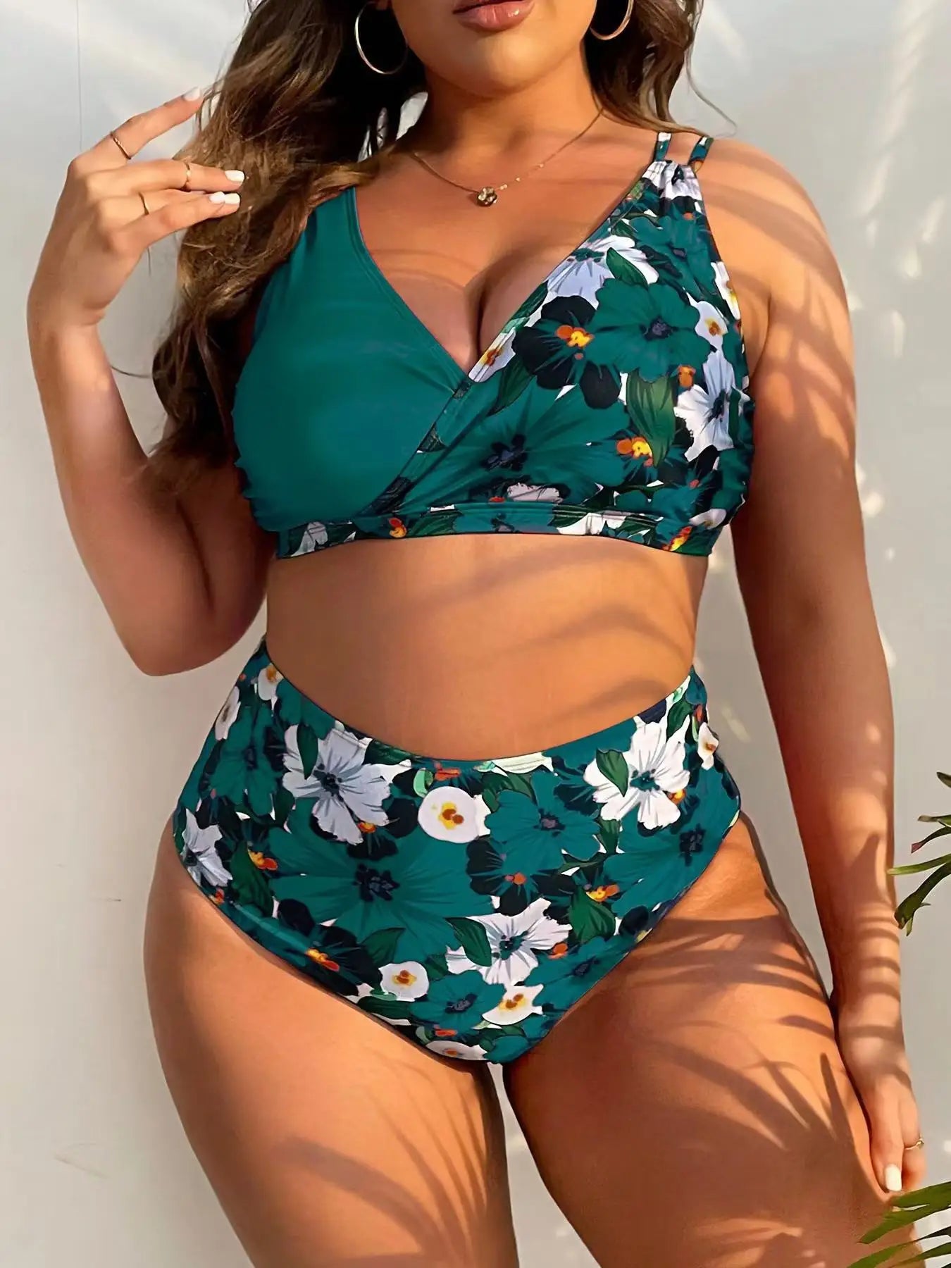 Plus Size High Waist Printed Bikini 4XL