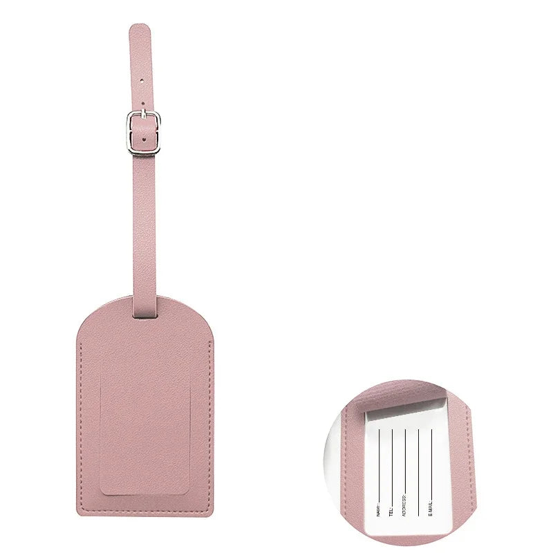 PU Leather Boarding Bag Tag Travel Luggage For Women Men Suitcase Identifier Label Baggage Name ID Address Holder Accessories