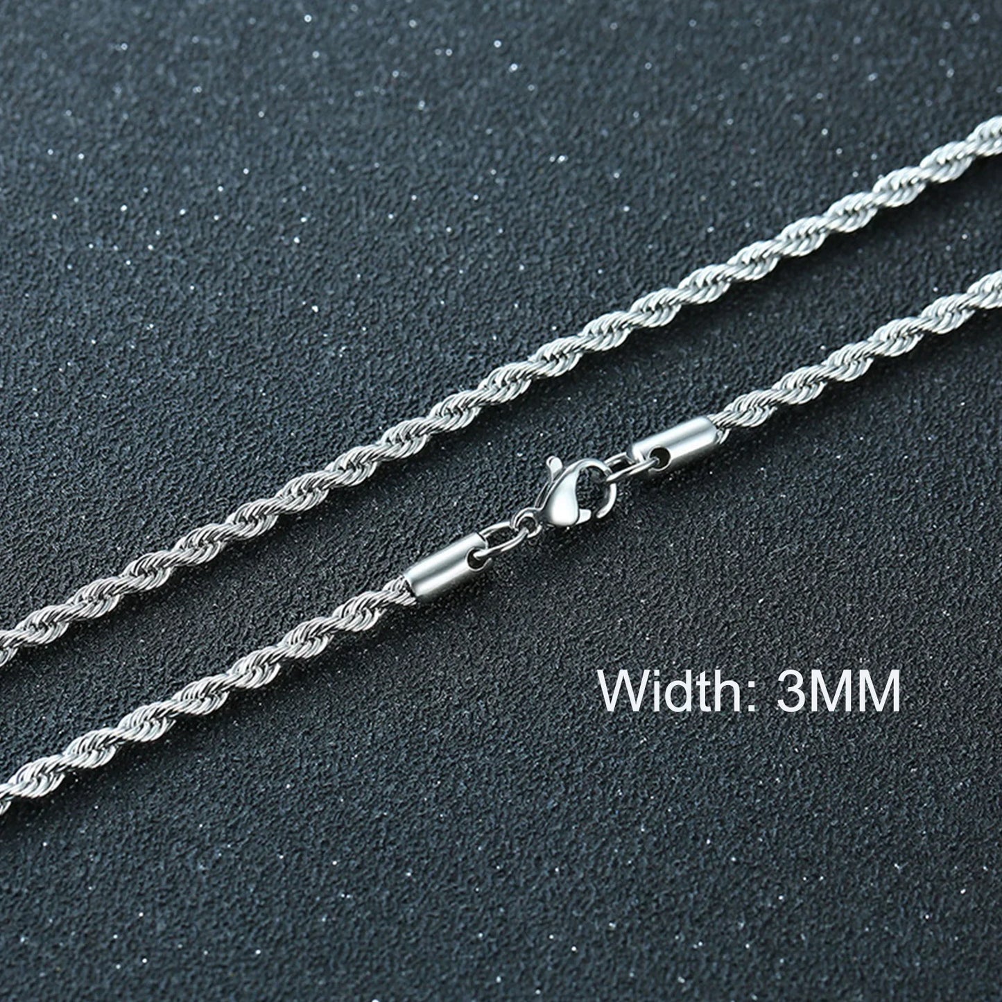 3-11mm Classic Cuban Chain Necklace for, Silver Black Gold Grey Color