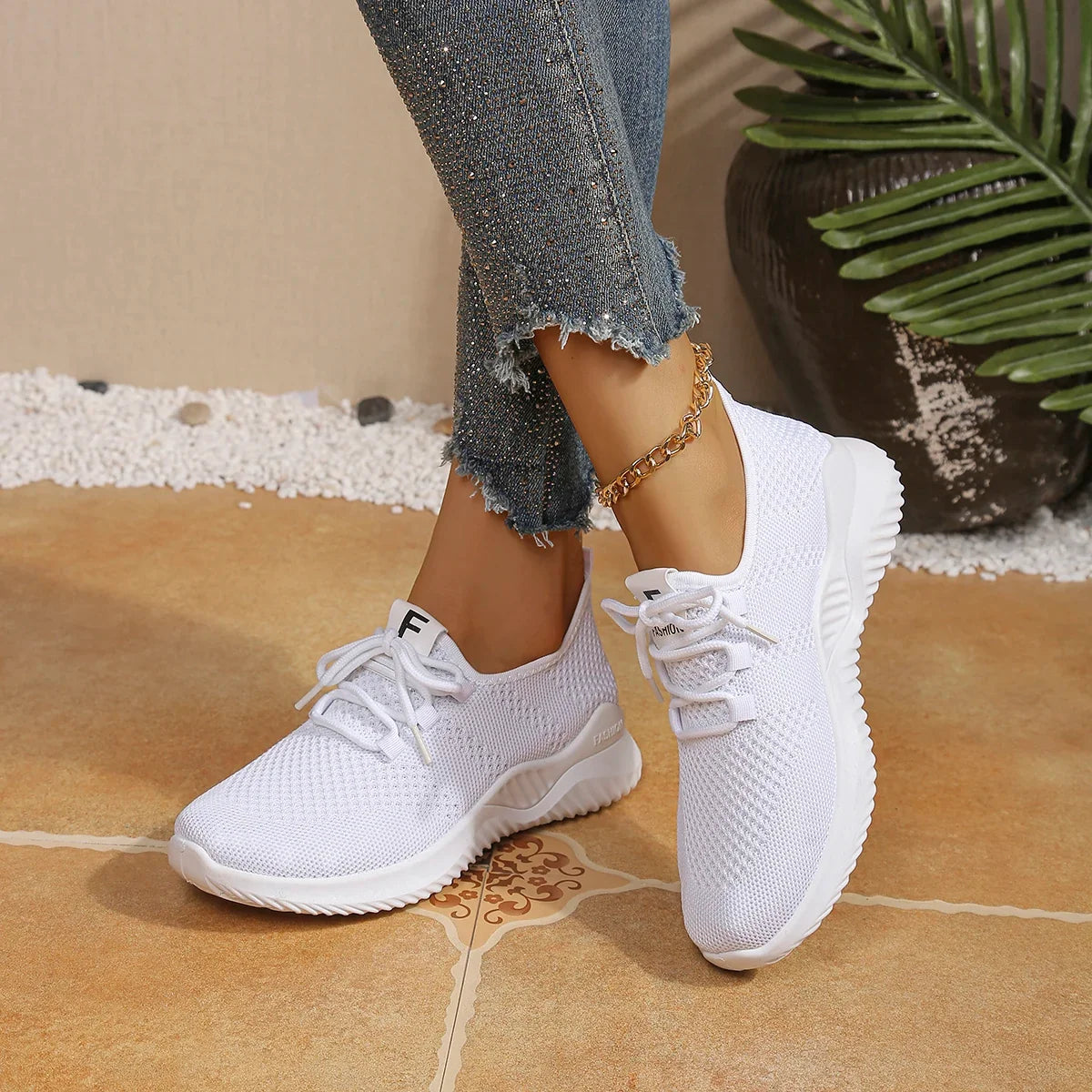 Women's Shoes Ladies Outdoor Casual Sneakers Breathable Knit Upper Lightweight Comfortable Anti Slip Soft Walking Shoes