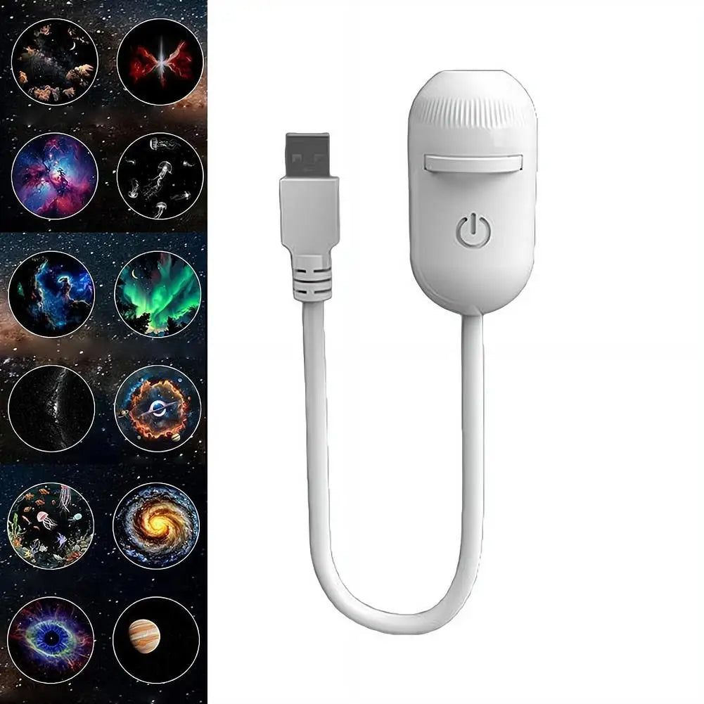 USB galaxy Projector Night Light 2-in-1 Mini Galaxy 360° Rotate LED Starry Sky Ambient Lamp For Party Home Saturn Decoration