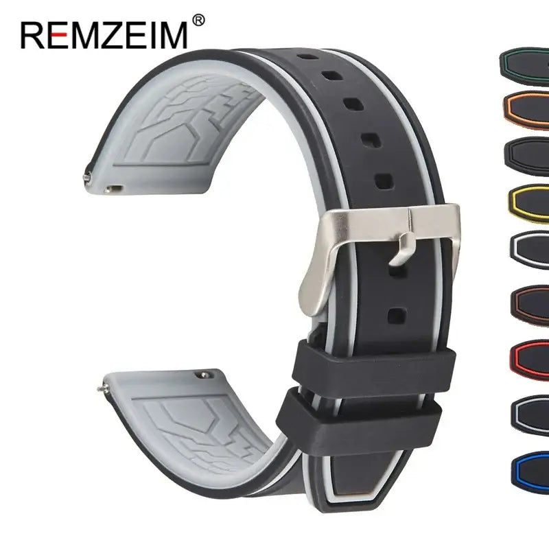 TicWatch Pro 5, Pro 3 & E3 Two-Tone Silicone Band with Edge Stripes