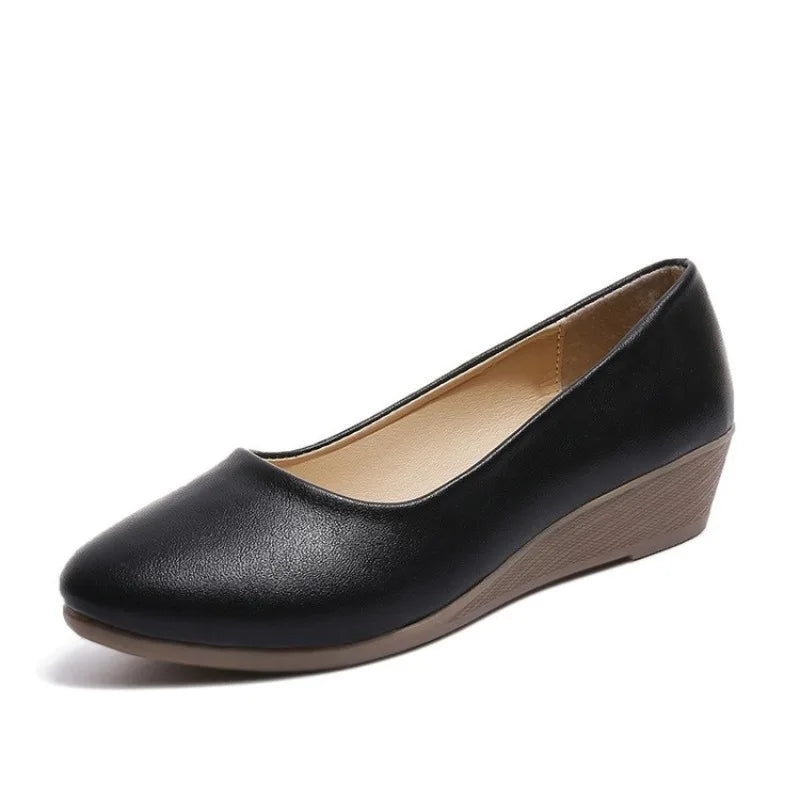 High Quality Fashion Women Shoes Round Toe Non Slip Shoes Solid Color Wedge Heel Soft Comfortable Shoes