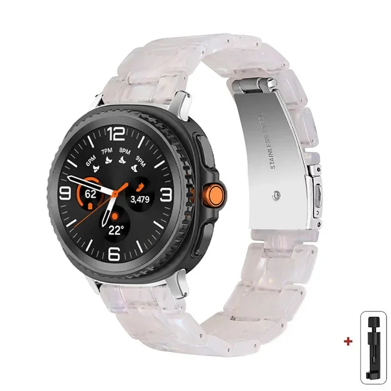 Samsung Galaxy Resin Link Watch Band - Tortoise Women Watch8/Watch8 Classic/Watch9 Ultra/Ultra2
