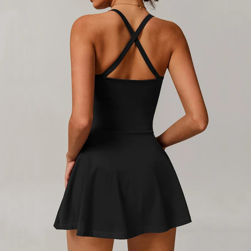 EcoSport Femme: Vestido de tenis con cuello en V con brasier y shorts