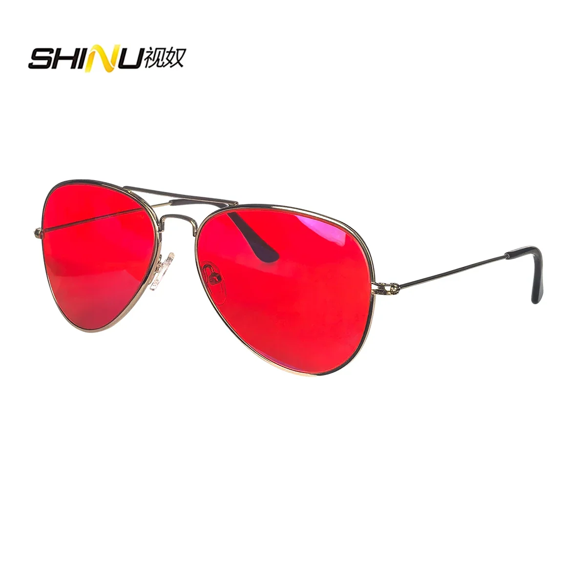 SHINU Anti Blue Light Lenses Glasses Men Orange Lens Glasses Blue Light Filter Better Sleep Rest Glasses Metal Frame Eyewear