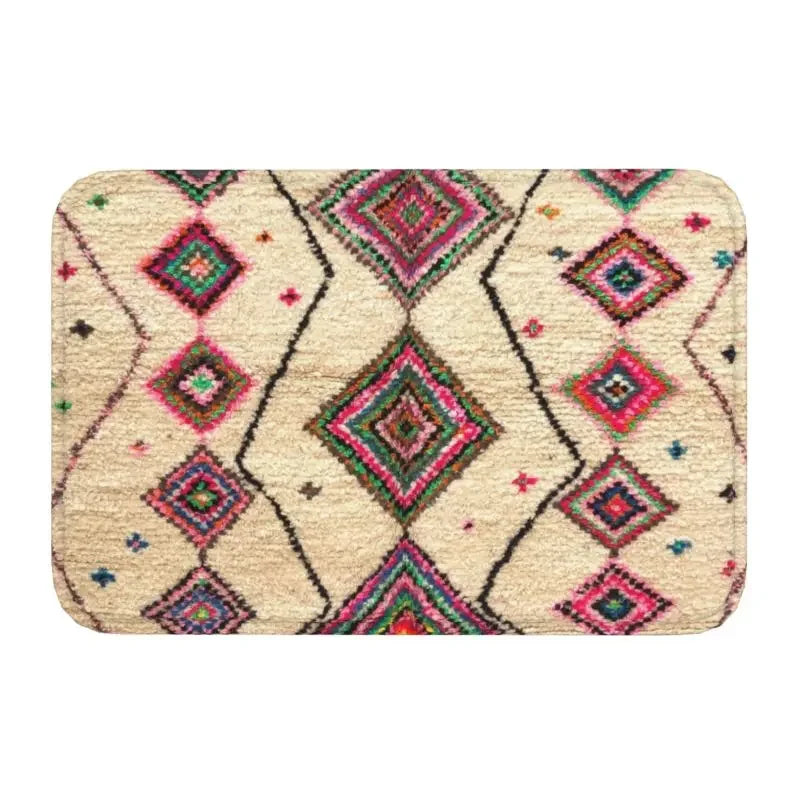 Moroccan Berber Rug Boho Style Front Door Mat Anti-Slip Antique Bohemian Geometric Doormat Floor Bathroom Entrance Rug Carpet