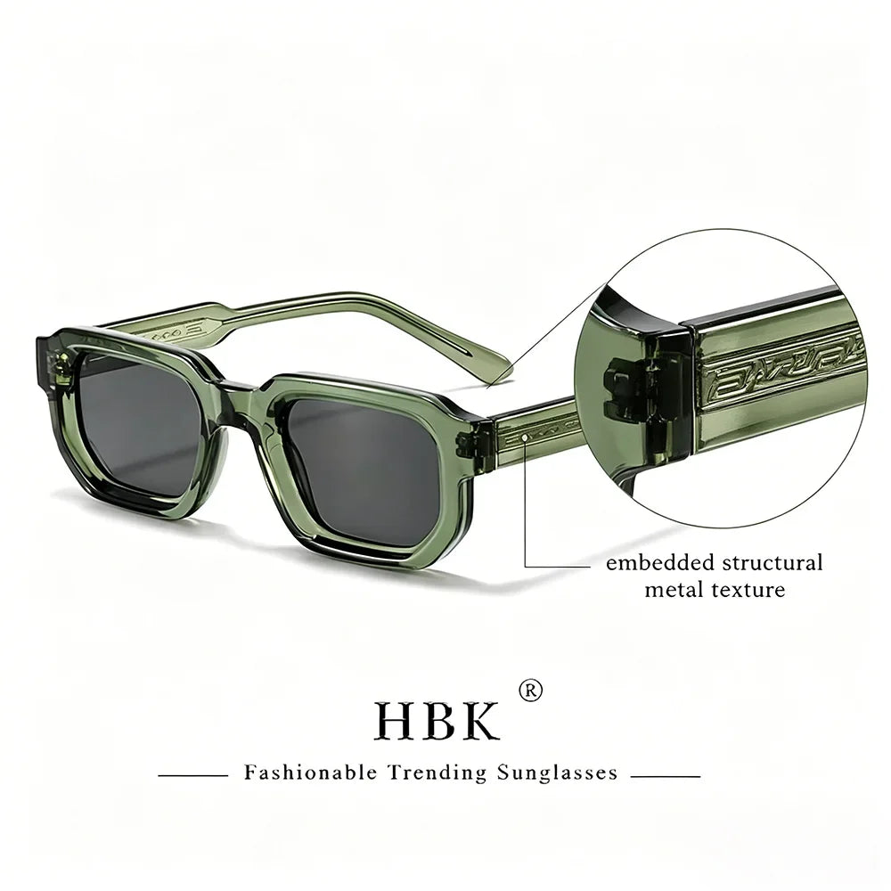 HBK New Fashion Small Frame Men Sunglasses Polygon Cupronickel Core Insert Leg Sun Glasses Outdoor Party Vacation Travel