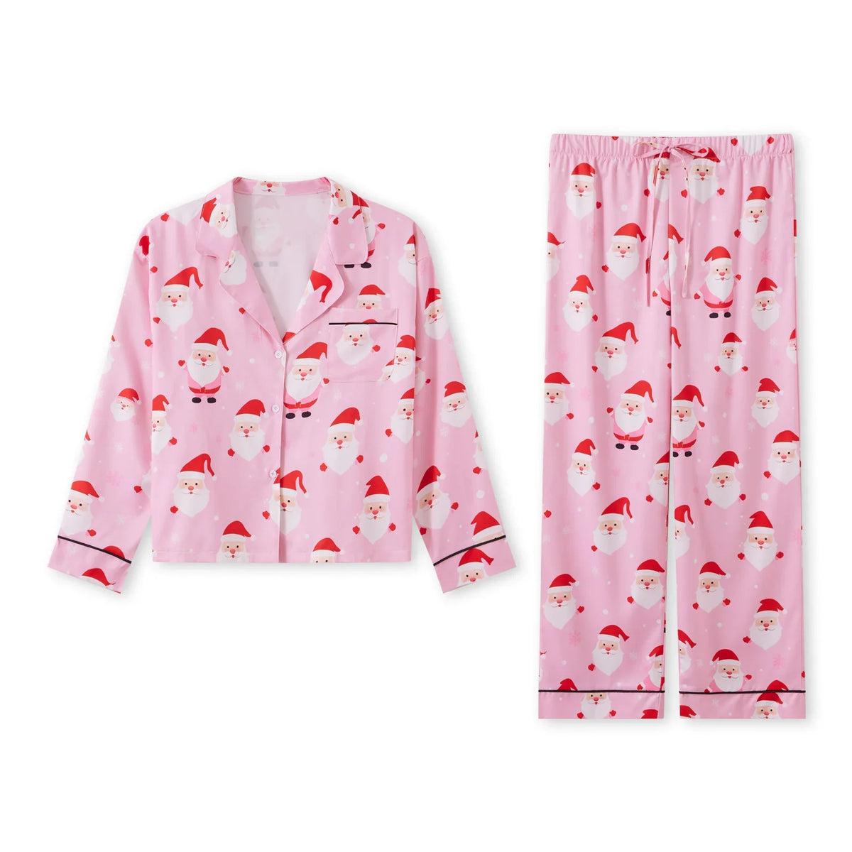 Women’s 2025 Christmas Pajamas Set Long Sleeve Oversized Button Down Shirt and Long Pants Two Pieces Loungewear