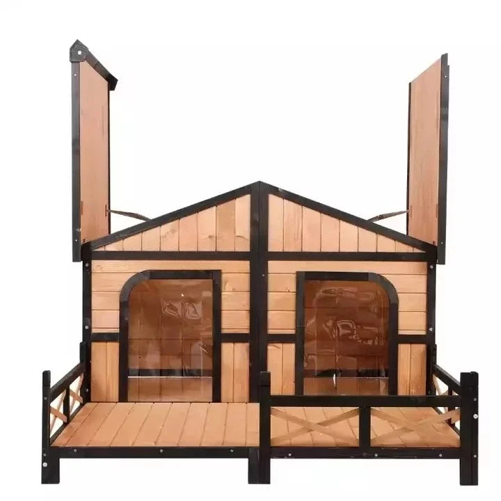 Outdoor Cute Animal Pet Dogs Kennel Crate Houses Large Wooden Dog Cage House