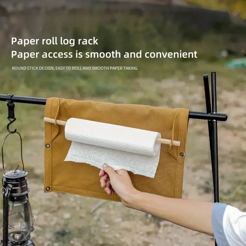 Outdoor Canvas Utensil Organizer Wall Mounted Paper Towel Organizer Picnic Camping Hiking Accessories  Camping Equipment
