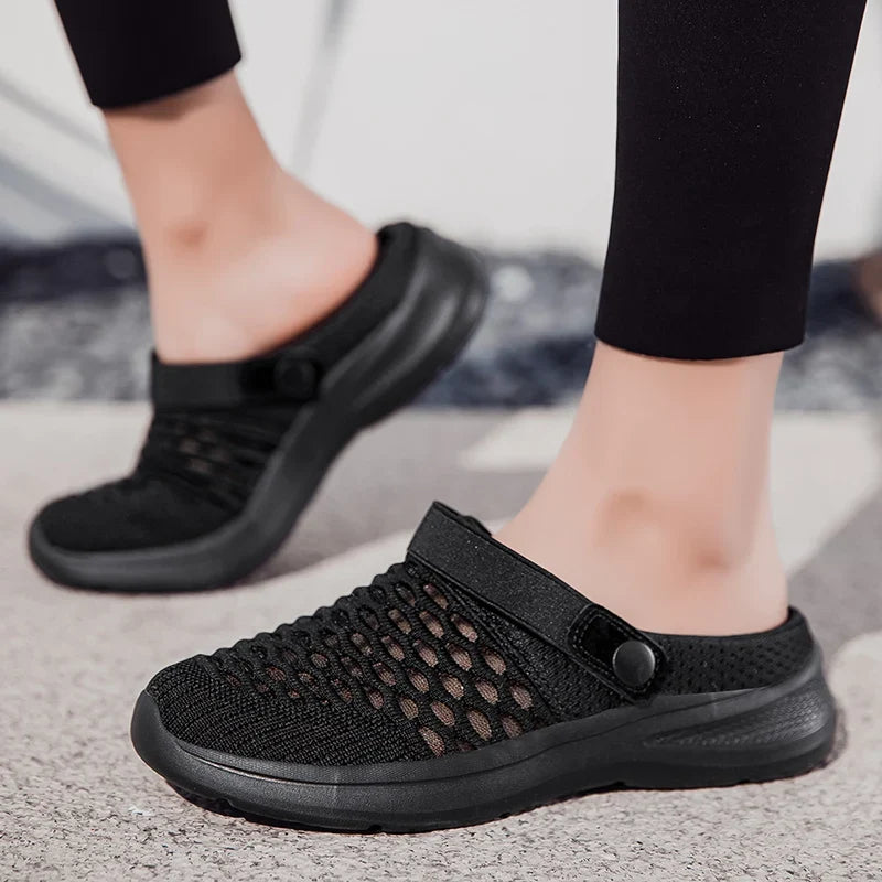 Women's Summer Sports Shoes New Platform Sandals Women Mesh Sports Breathable Beach Flat Bottom Trendy Outdoor Walking Slippers