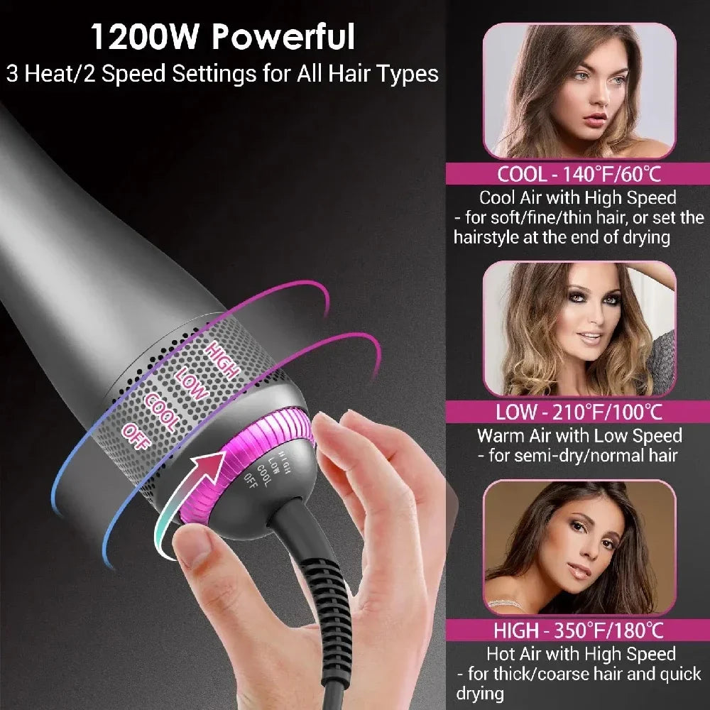 1PCS Hair Dryer Brush Blow Dryer Brush Straightener, 3-in-1 1200w