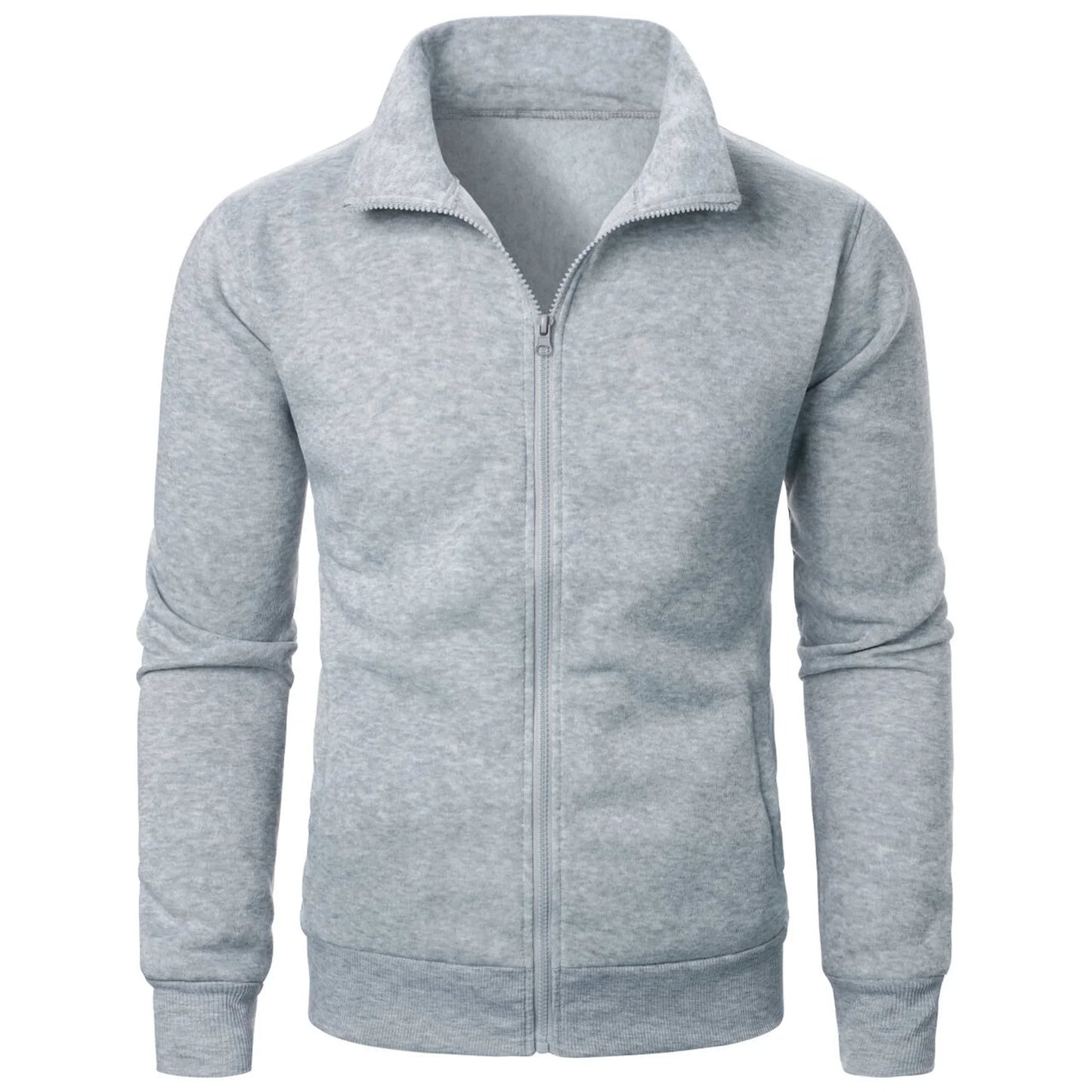 Men's casual sports zipper stand up collar jacket, men's solid color top