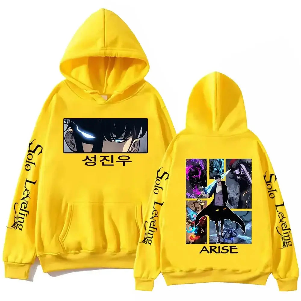 Sudadera con capucha de Solo Leveling, estampado de anime Harajuku