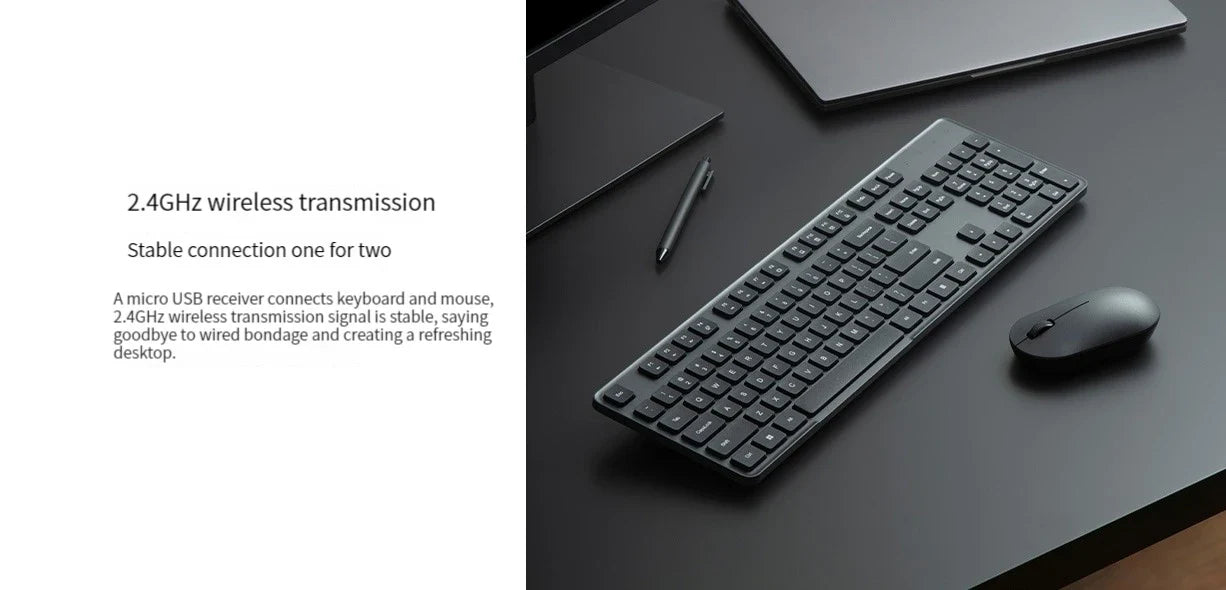 Original Xiaomi Wireless Keyboard & Mouse Set 2 104 keys Keyboard 2.4 GHz USB Receiver Mouse for PC Windows 10