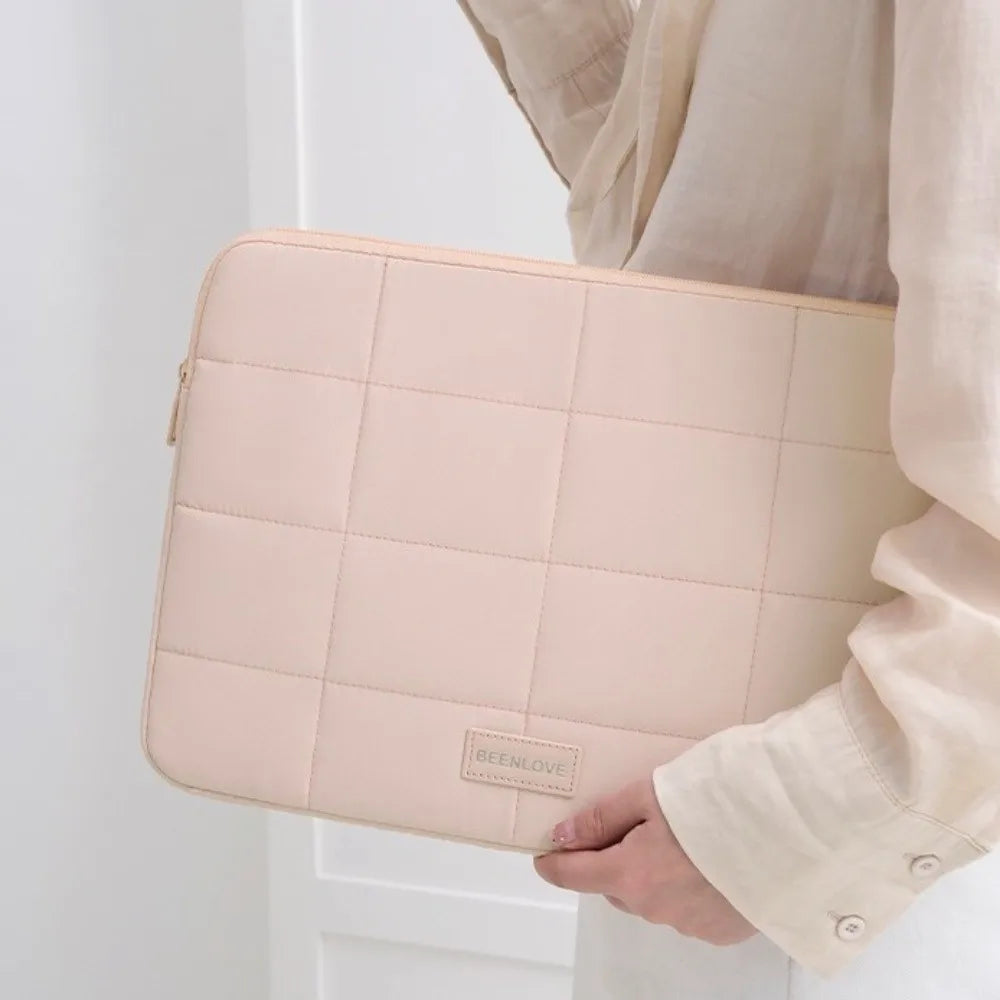 14/15.6inch Quilted Tablet Bag Shockproof Solid Color Travel Tablet