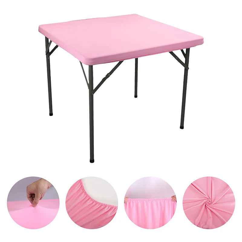Square Elastic Edge Fitted Table Cover Stretch Cocktail Tablecloth For Wedding Picnic Banquet Party Decor Table Cloth