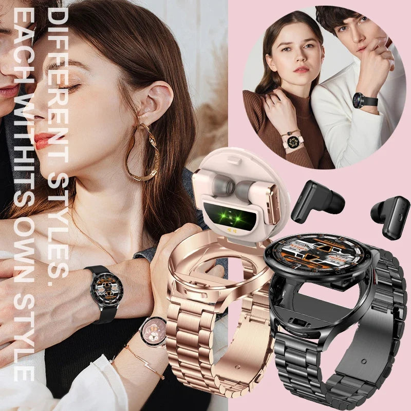 From DAORKOW Smartwatch TWS 2-in-1 Bluetooth Earphones With Built-in Speaker HIFI 9D Sound Quality Health Exercise Monitoring