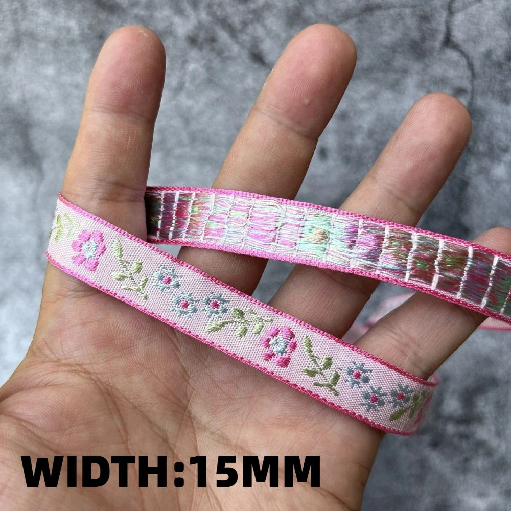 5 Yards 1~3CM Geometric Flower Designs Are Selling Well Embroidered Jacquard Ribbon Decorative Clothing Dog Chain Curtains