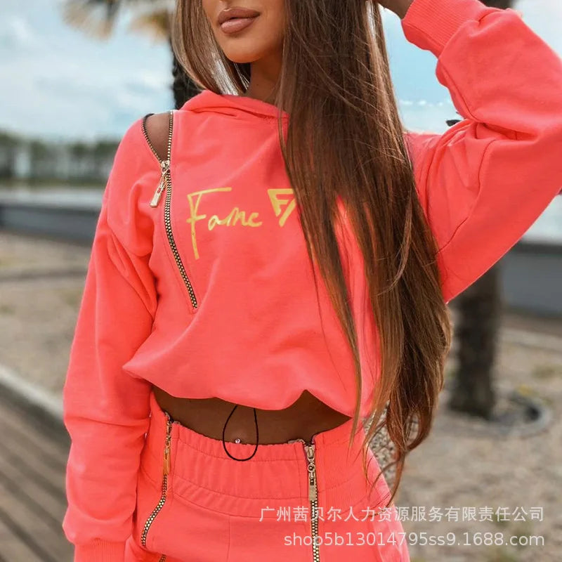 Women’s Printed Hoodie Tracksuit Set