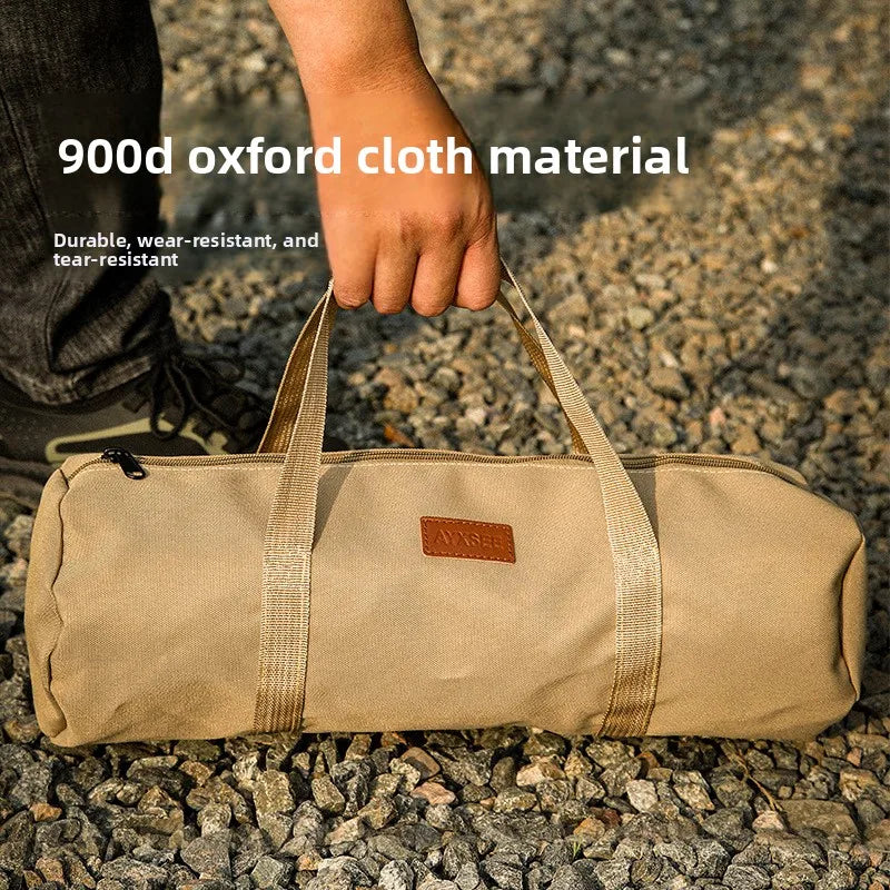 Outdoor Cylindrical Camping Storage Bag Portable Handbag for Tent Stakes Wind Ropes Durable Cylinder Pouch for Camping Accessori