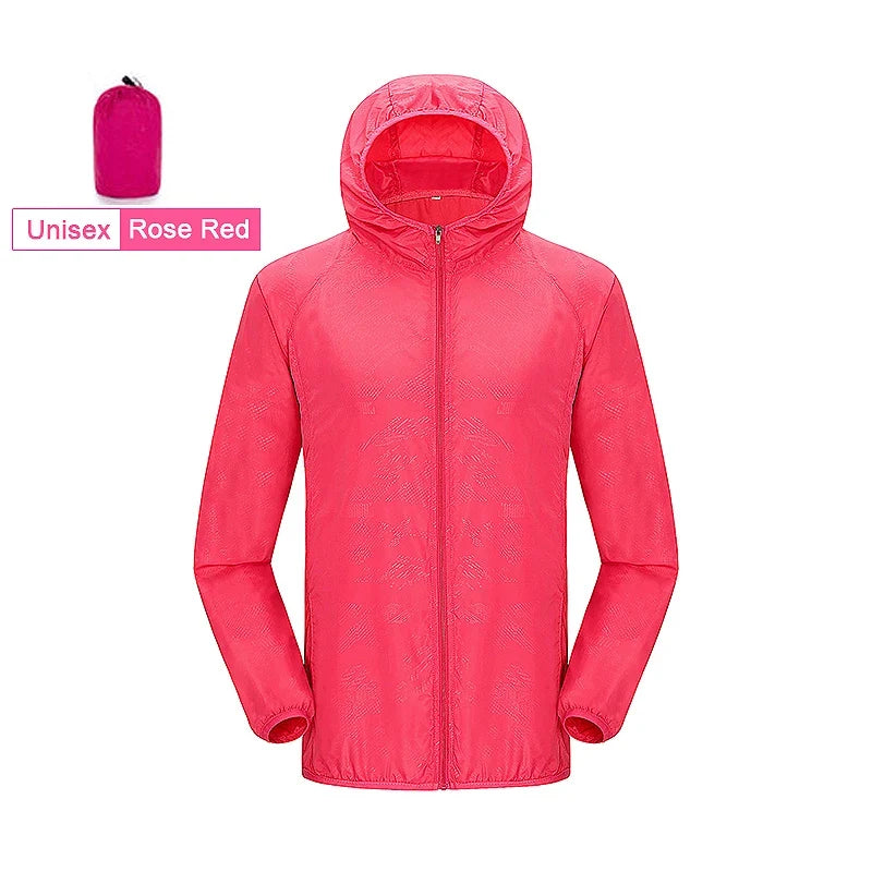 JNLN Men Women Hiking Jacket Unisex Waterproof Quick Dry Camping Windbreaker Outdoor Trekking Climbing Rain Coat Anti UV Clothes