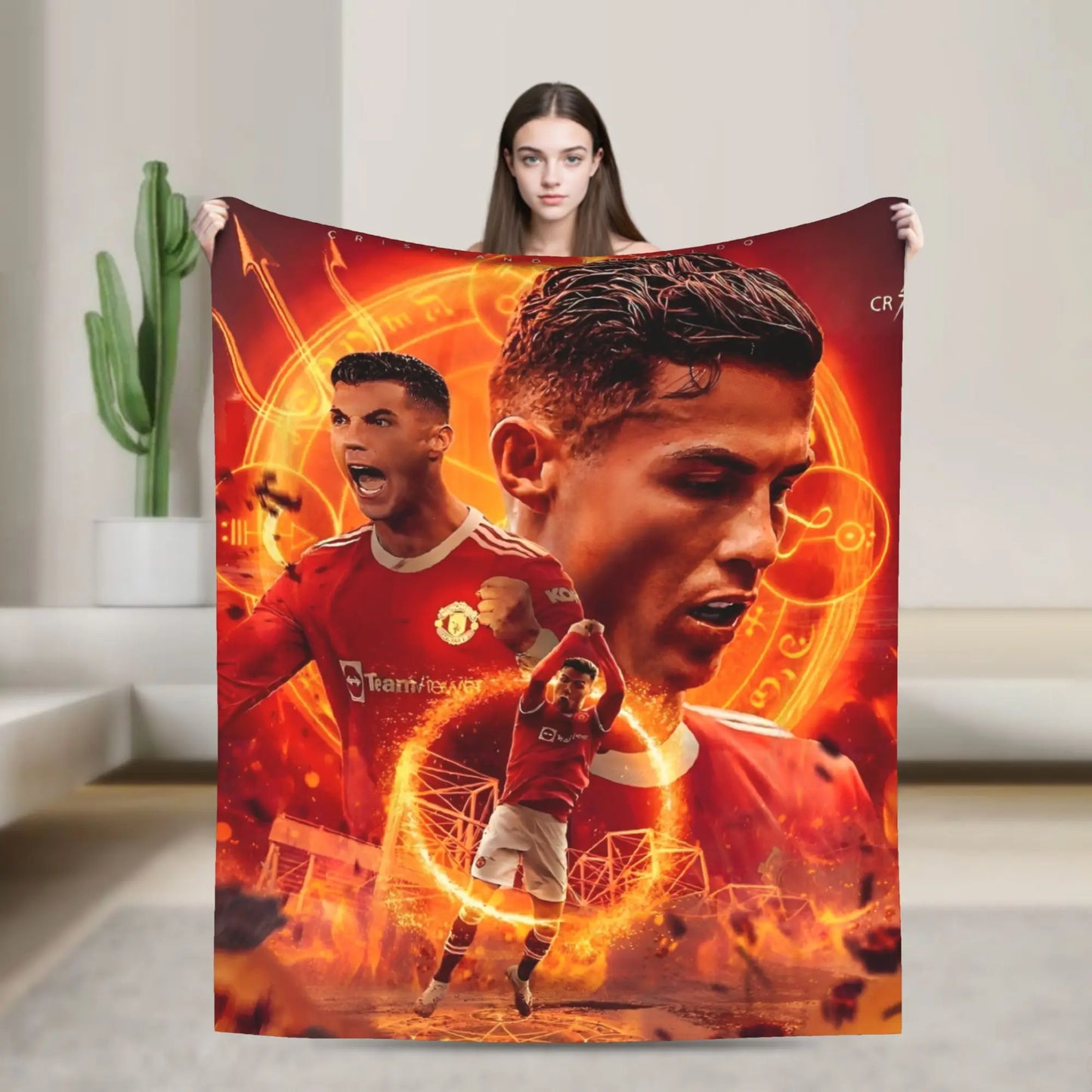 CR7  Football Soccer Blanket Ronaldos Flannel Funny Warm Throw Blanket for Bedding Lounge Decoration
