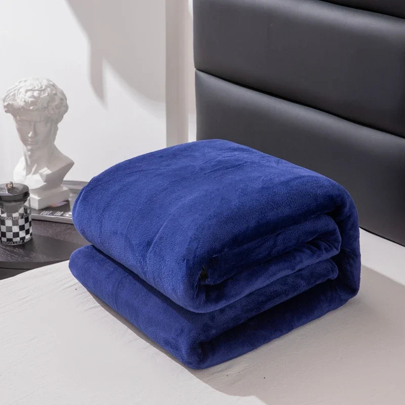 Flannel Fleece Blanket for Beds Solid Color Plain Winter Blanket Single/Queen/King Warm Soft Nap Blanket Manta Plaids for Winter
