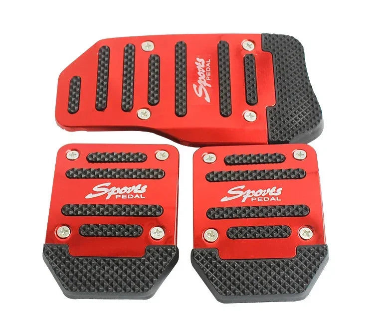 Aluminum Car Pedal Cover Set  Automatic Transmission & Gas Foot Covers in Red Silvery, Blue - Stylish Auto Interior Accessories