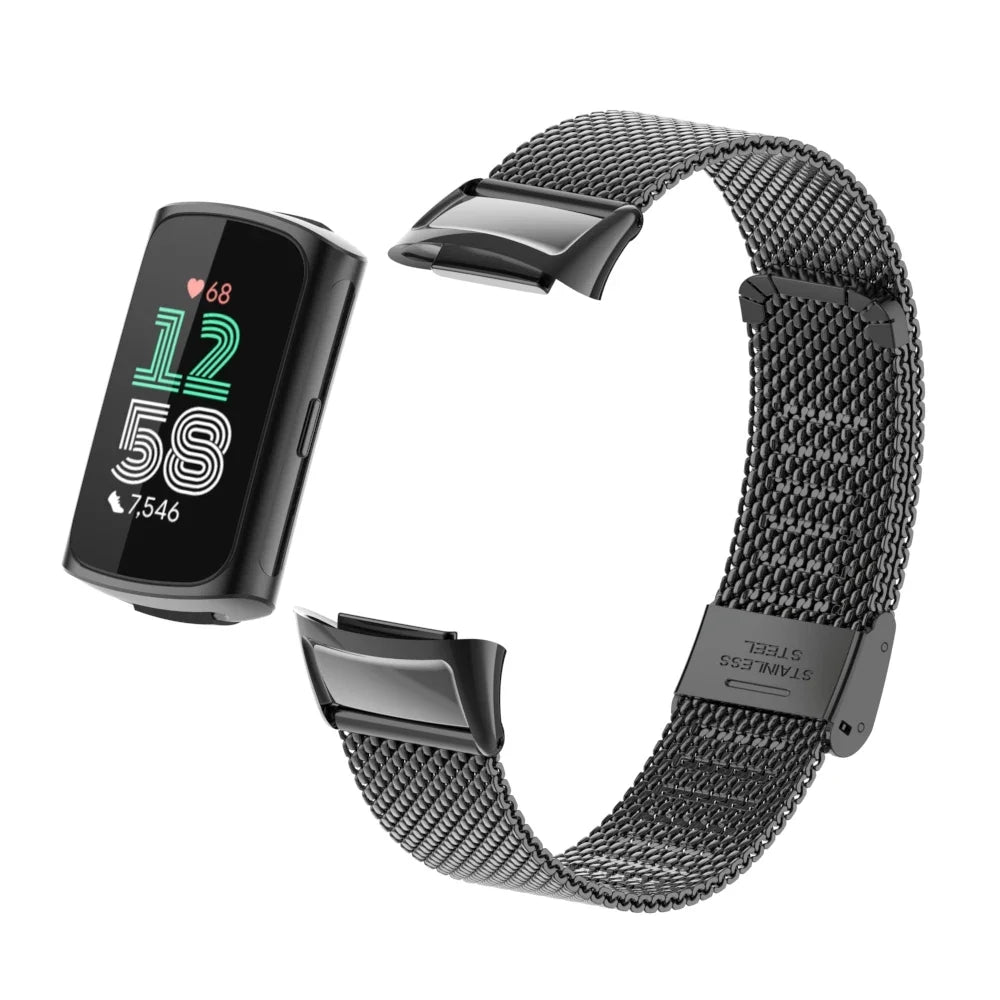 Fitbit Charge 5 & 6 Stainless Steel Mesh Band with Clasp