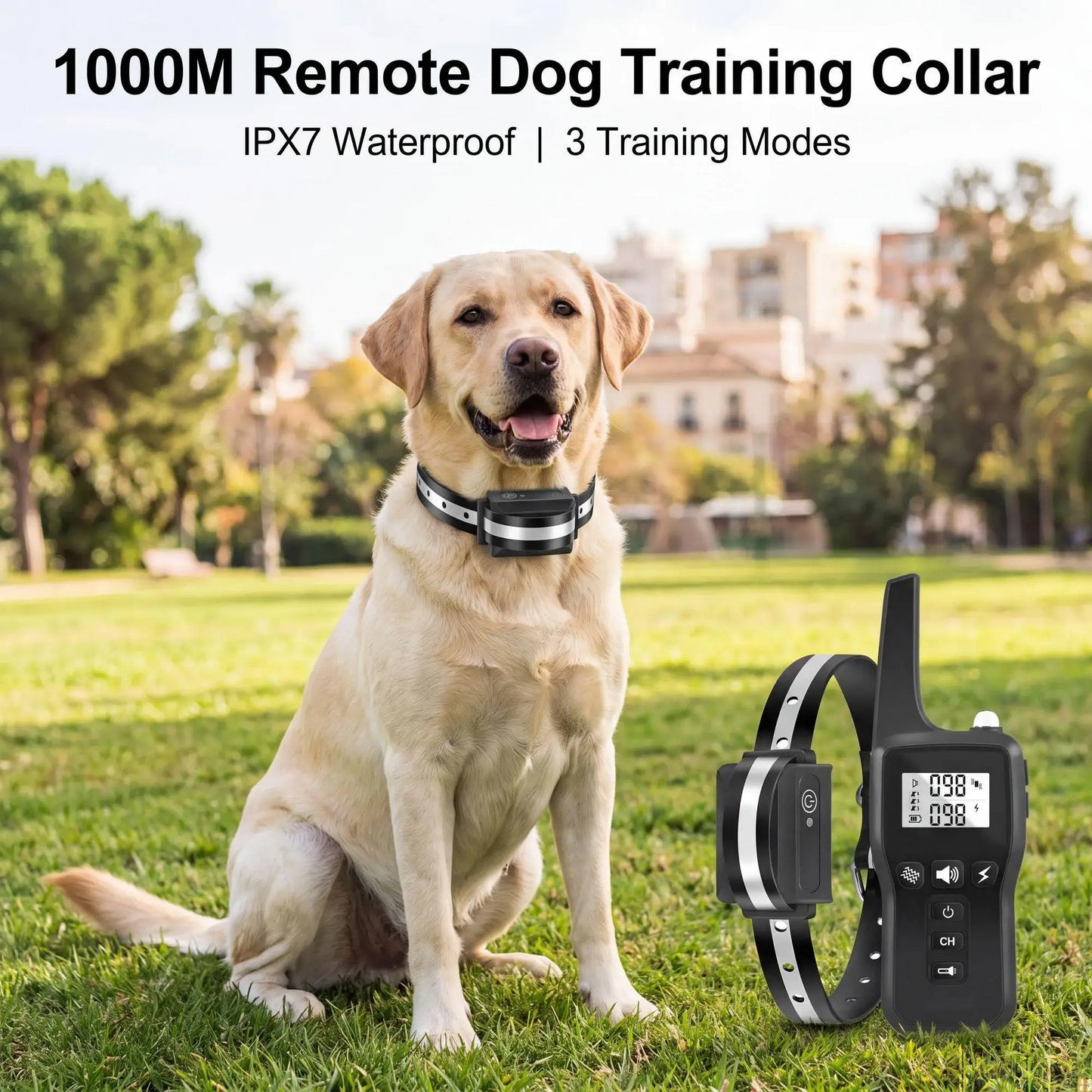 1000m Dog Training Collar IPX7 Waterproof Rechargeable Electric Shock