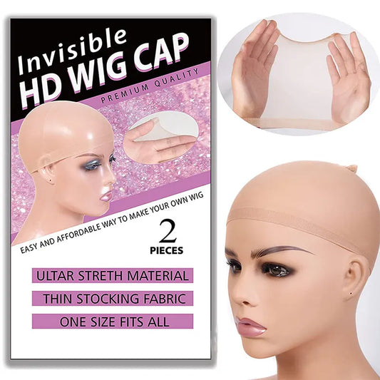 Gorro de peluca HD transpirable para pelucas con encaje frontal, 5 paquetes, 10 piezas, gorro de media para mujer, gorro de peluca transparente, fino e invisible