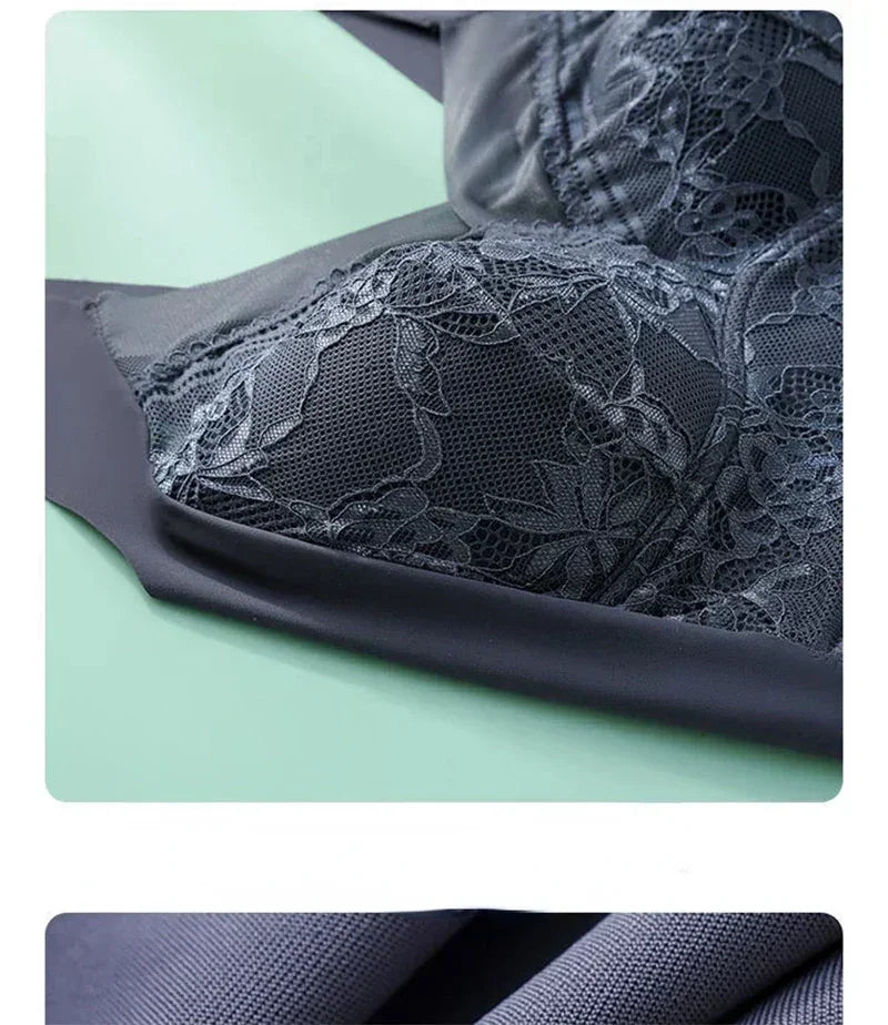L-6L Mujeres Sujetador Grande Push Up Seda de Hielo Sin Costuras Sujetador Bralette Encaje Sin Aros Sujetadores de Verano Talla Grande Lencería Ropa Interior 15019