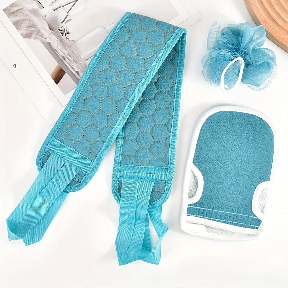 3Pcs/Set Body Cleaning Washcloth Bathroom Shower Ball Back Scrubber Set Exfoliating Skin Towel Bath Gloves Brush