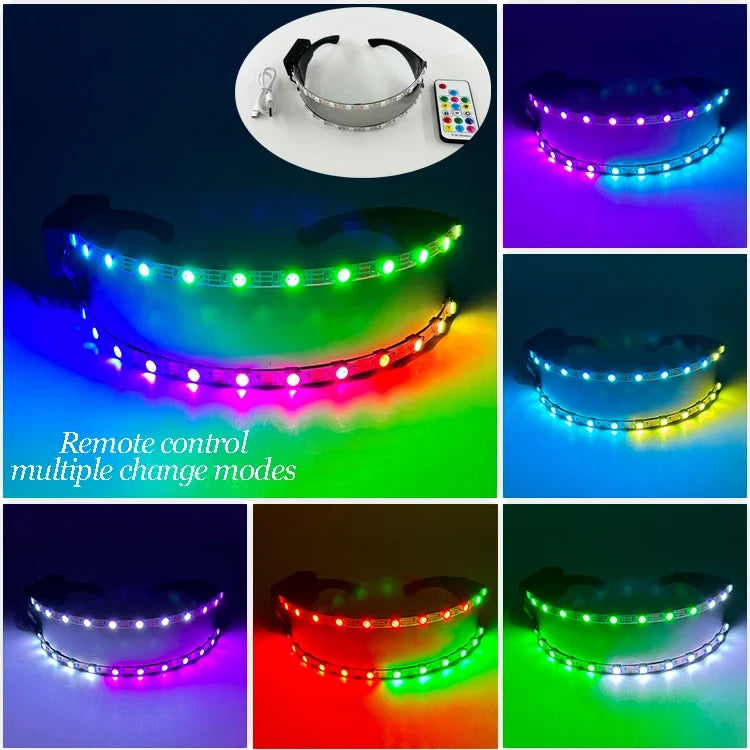 Glowing Glasses for Night Club Performers LED Glasses Party Dancing Rave Christmas 6V Led Futuristic Soldier Glasses Neon Lights