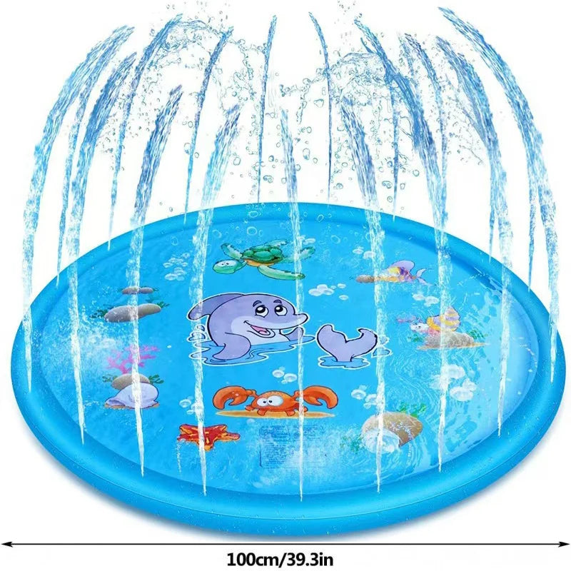 65/100CM Thickened Dog Spray Water Play Mat Cat Playmat Letter Dolphin Theme Pet Sensory Playing Crawling Induction Toy