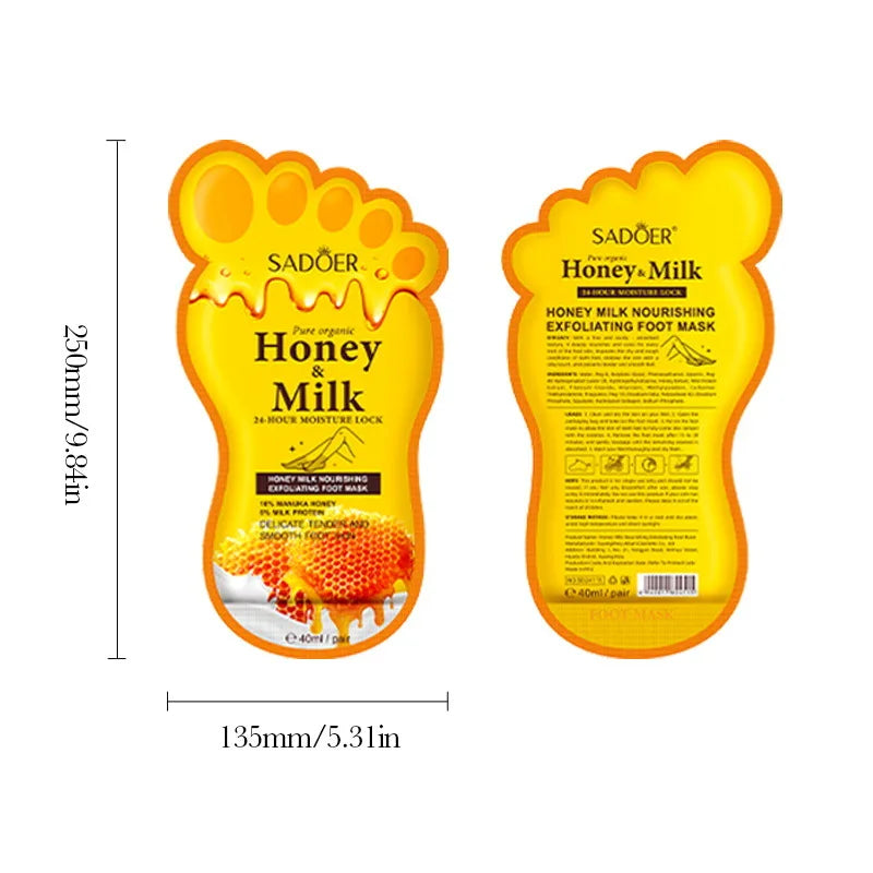 5 Pairs SADOER Honey Milk Nourishing Exfoliating Foot Mask Improves Rough Skin Smooths And Delicately Tenders Feet Skin Care
