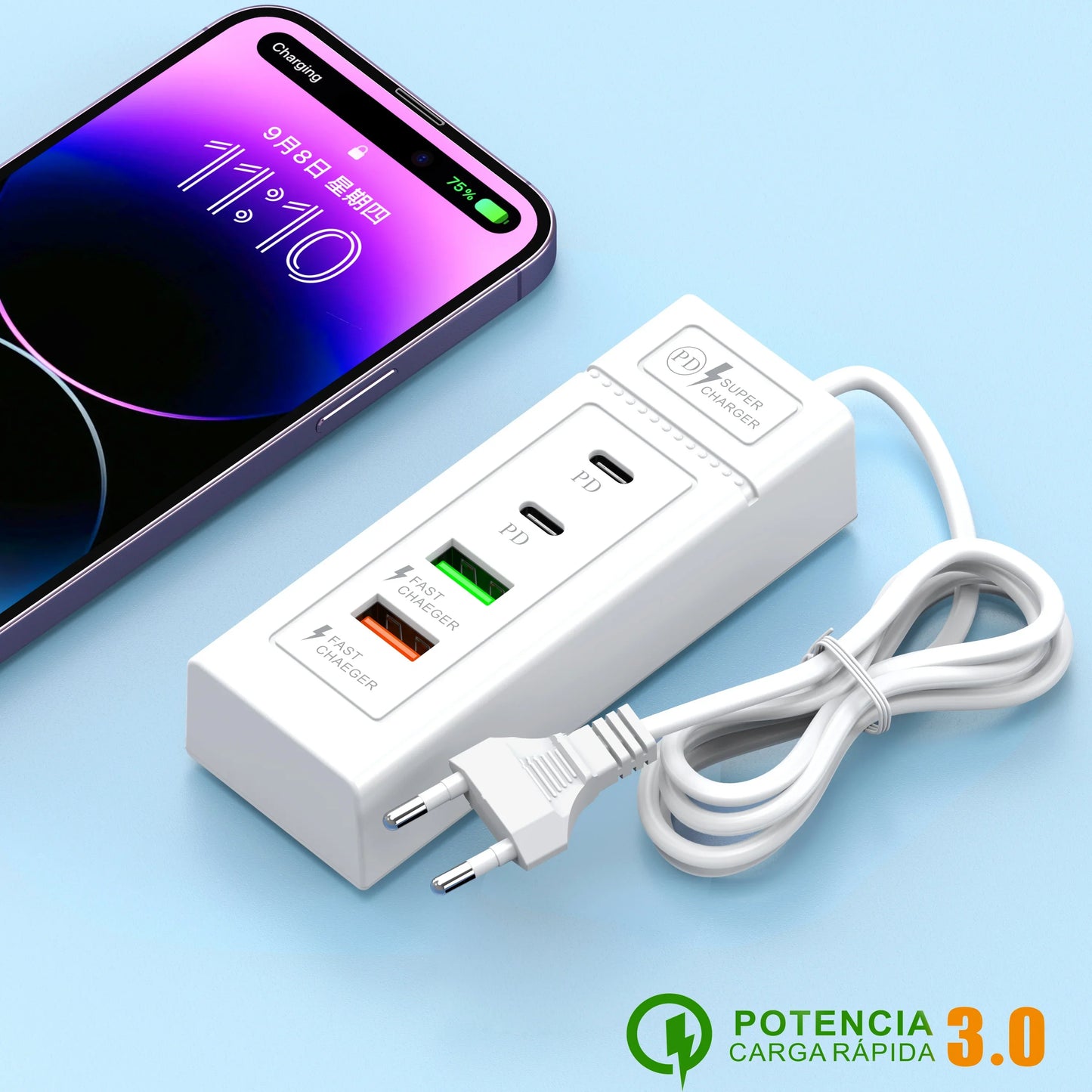4 Ports USB Type C Charger Mini HUB 3.0 Splitter Fast Charging Wall Charger Phone Adapter For iPhone Xiaomi Samsung Power Socket