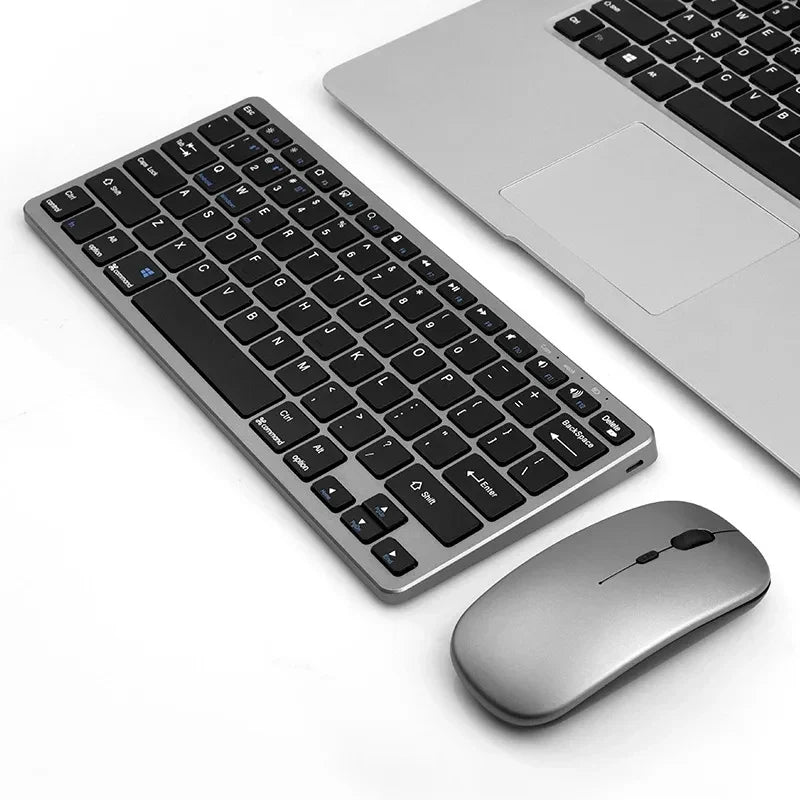 New 2.4G Wireless Rechargeable Silent Wireless Keyboard and Mouse Set, Compact Ergonomic Keyboard Mouse for Office/Home