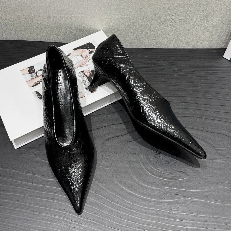 Fashion Pointed Toe Thin Heel Women Office Pumps Shallow Slip On Party Dress Shoes 2026 New Spring Autumn Commuter Footwear