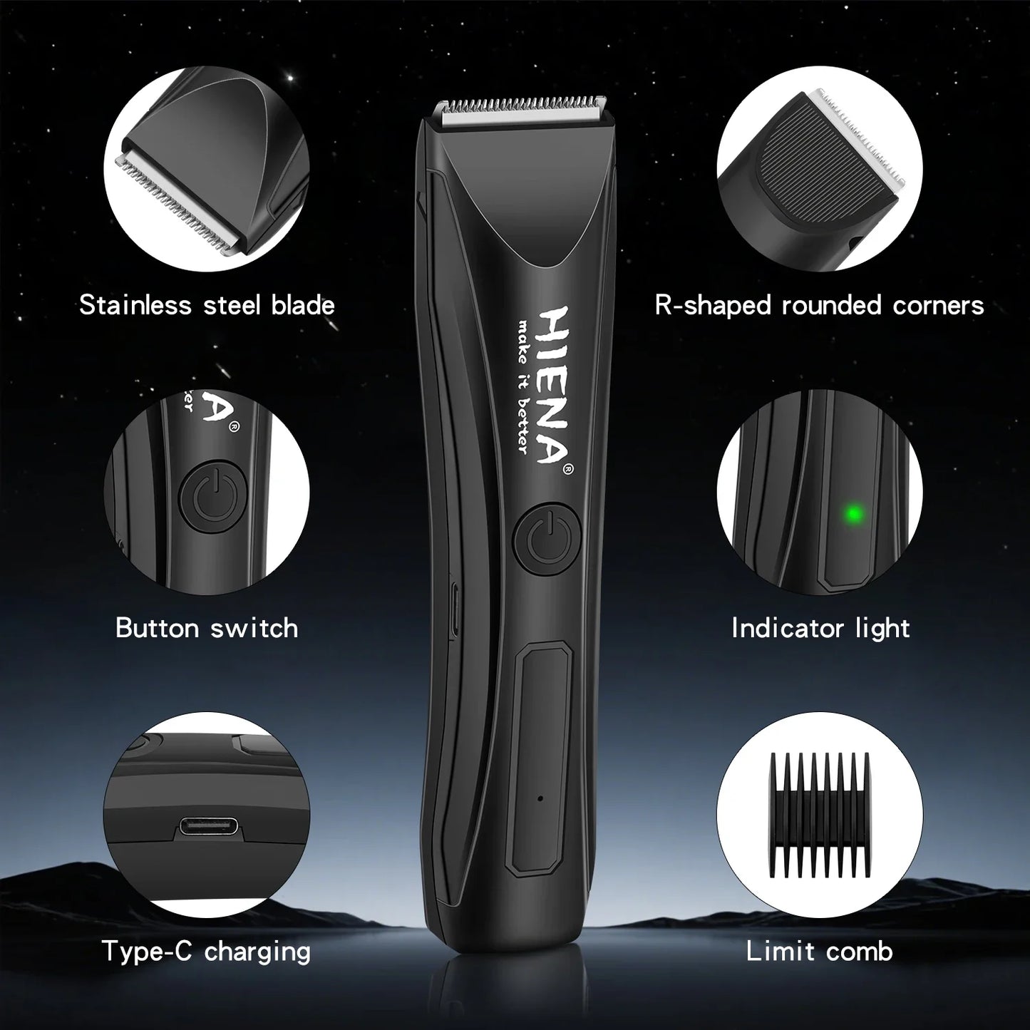 Electric Groin Hair Trimmer Pubic Hair Trimmer Body Grooming Clipper for Woman and men Bikini Epilator Rechargeable Shaver Razor