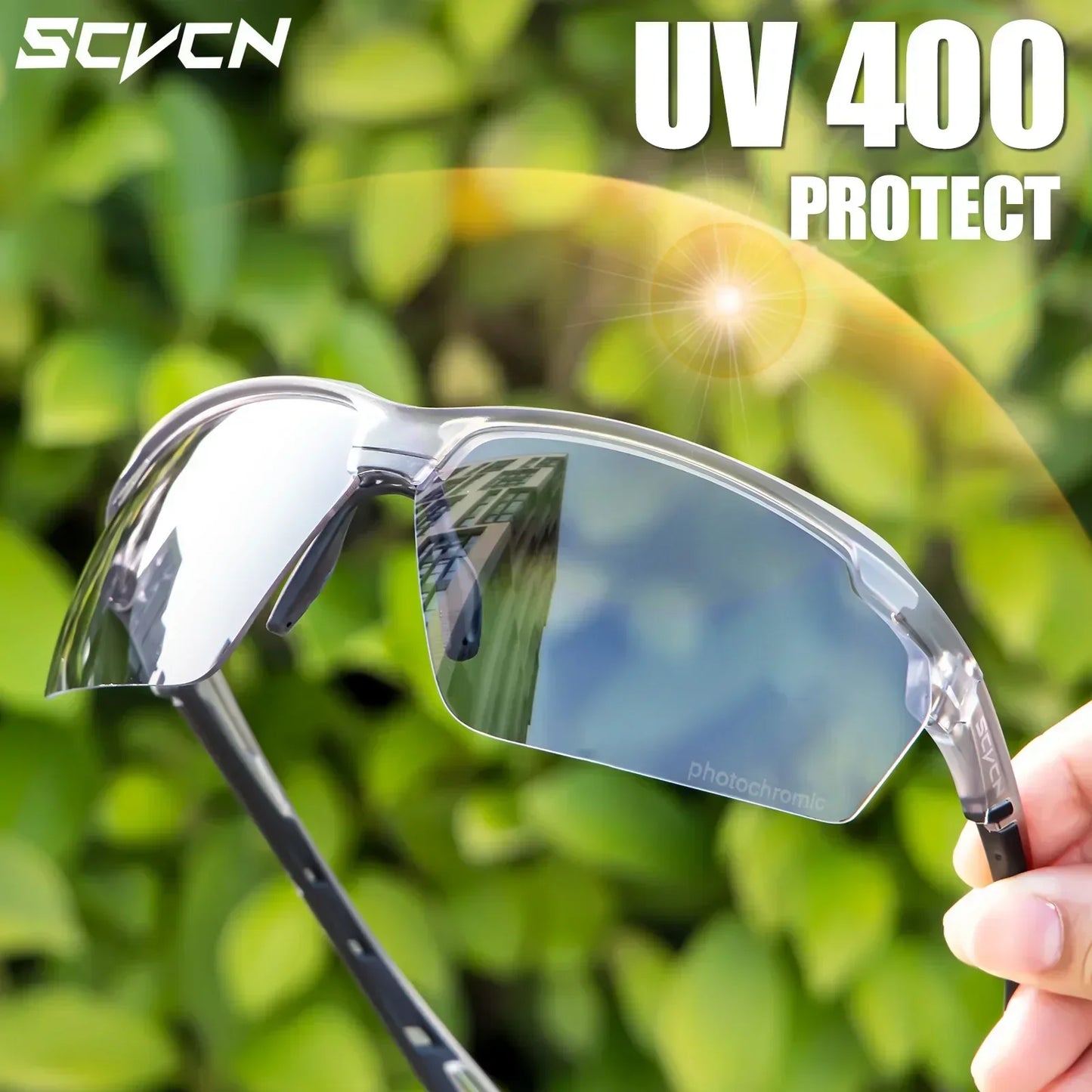 SCVCN Men Hiking Bicycle Photochromic Sunglasses Cycling Glasses Women Sports UV400 Mtb Driving Bike Glasses Outdoor Climbing