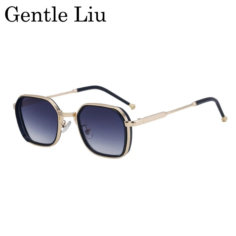 2026 Vintage Steampunk Square Sunglasses Men Polygon Small Metal Frame Sun Glasses Punk Black Eyewear For Male Driving Shades