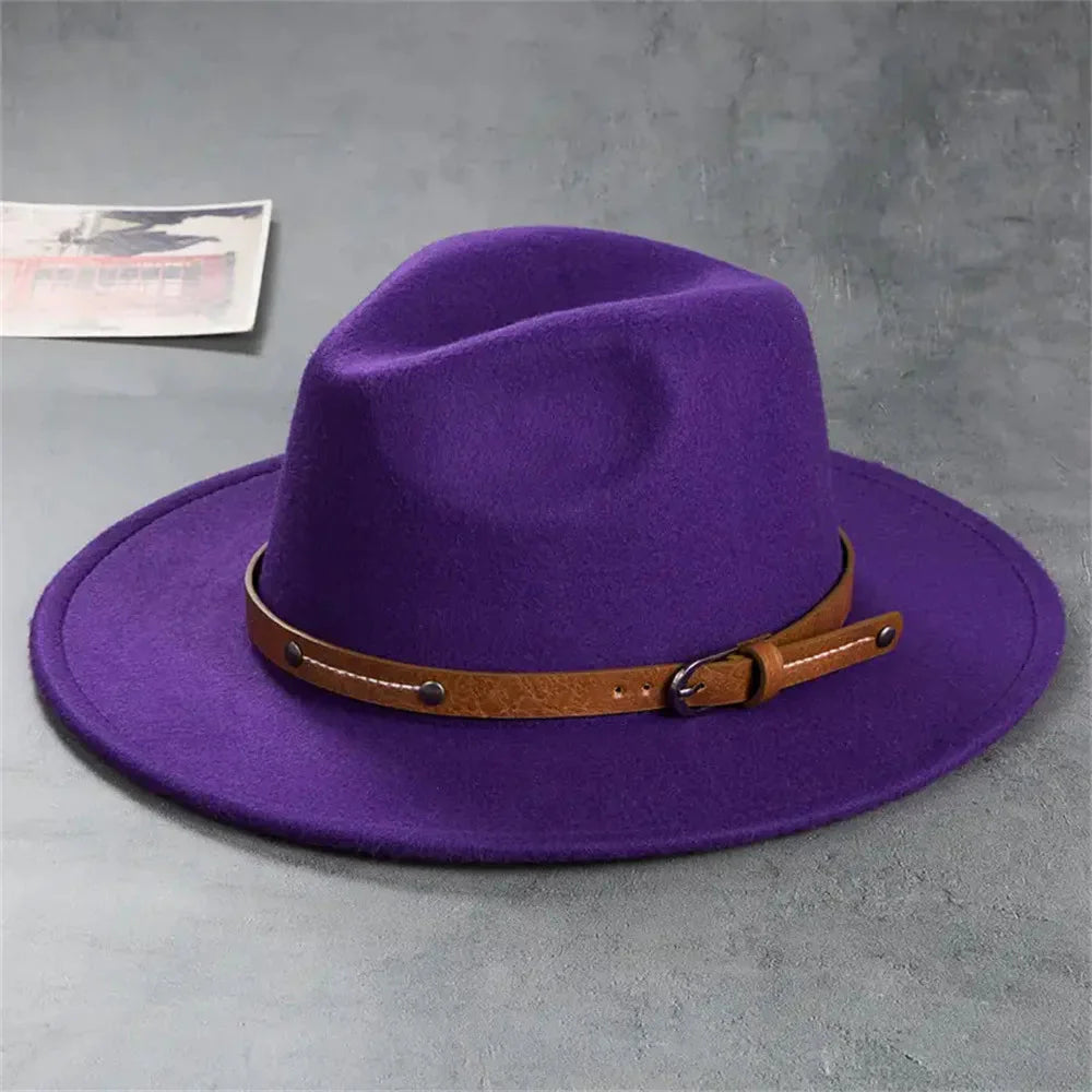 Sombrero Fedora de Lana Unisex – Sombrero de Fieltro de Ala Plana para Otoño e Invierno