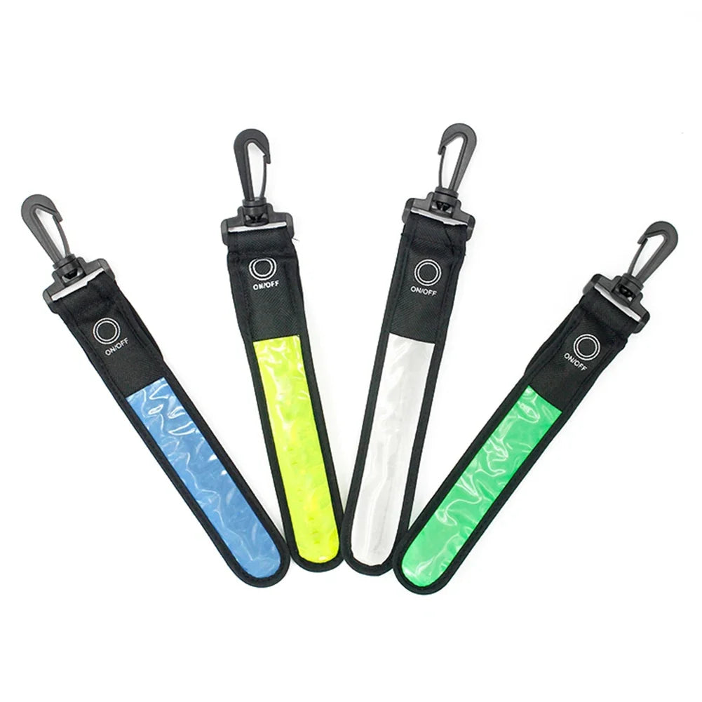 4Pcs LED Luminous Reflective Light Strip Glowing Strap Pendant Decor Safety Reflector Pendant for Backpack Hiking Jogging