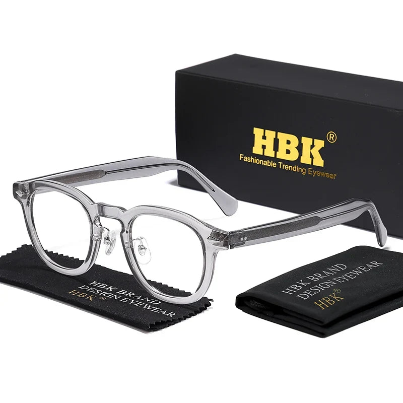 HBK Retro Oval Glasses Frames Transparent Lenses Men High Quality TR-90 Frame Glasses Women's Anti BlueLight Computer Glasses