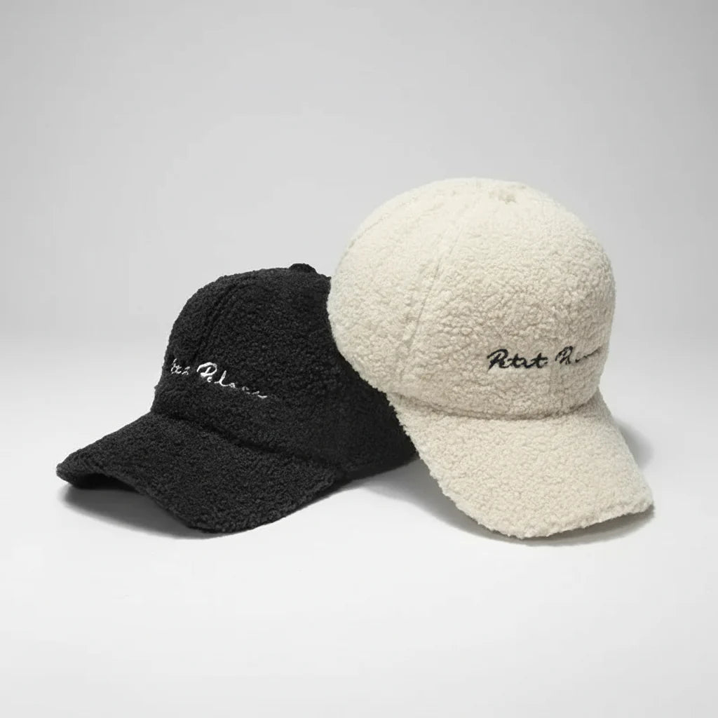 Gorra de béisbol de lana de cordero — Gorro de invierno de felpa estilo coreano para mujer